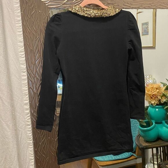 🌹 Mini Tunic Dress 🌹 With Gold Sequin Collar - Picture 4 of 5